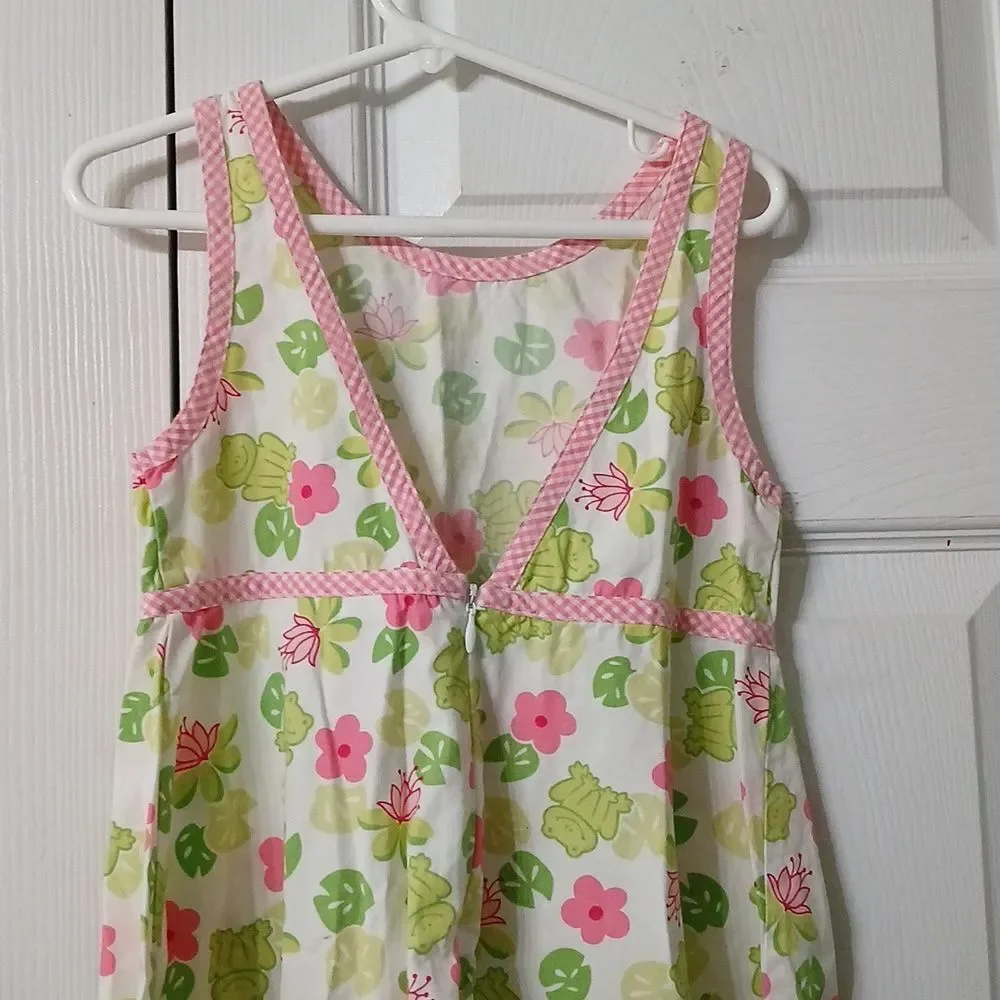 Gymboree Vintage Leapin Lilly Pads Frog Dress Sz L 5yrs Excellent cond.